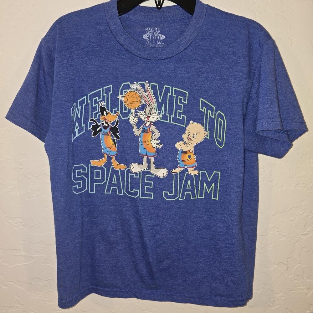 WELCOME TO SPACE JAM BOYS T SHIRT ROYAL BLUE Small Daffy Bugs Elmer Fudd